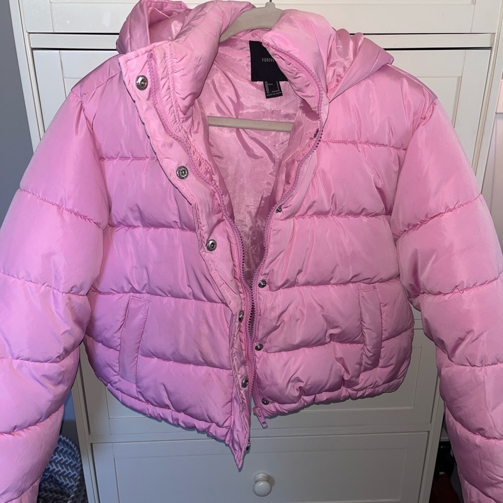 Pink puffer jacket